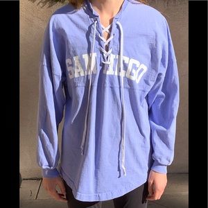 Spirit Jersey San Diego Coral Lace Up Sweatshirt Size X-Small Oversized